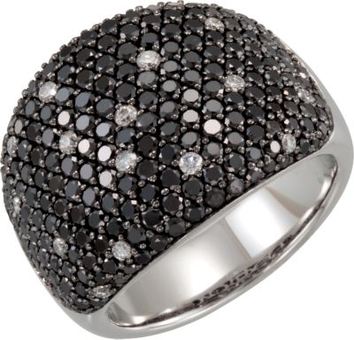 3 ct tw Black & White Diamond Ring with Black Rhodium Plating