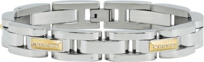 Stainless Steel Bracelet wit 10kt Yellow Inlays & .24 ct tw Diamonds