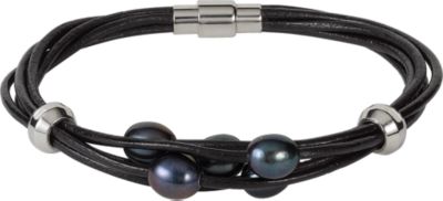 Leather Multi Strand Bracelet with Stainless Steel Magnetic Clasp