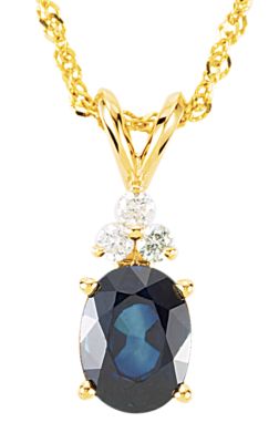 Genuine Sapphire & Diamond Pendant on Sparkling Singapore Chain