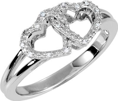 .05 ct tw Diamond Double Heart Design Ring