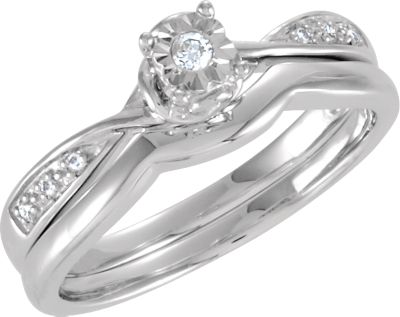 Diamond Illusion Engagement Ring or Matching Band