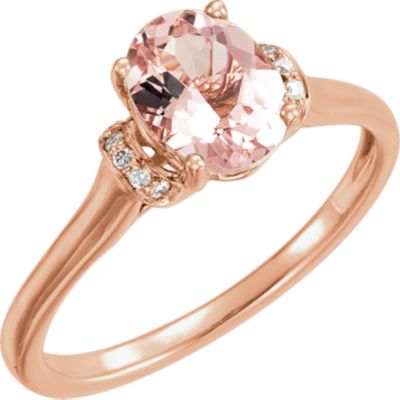 14kt Rose Morganite & .05 CTW Diamond Ring