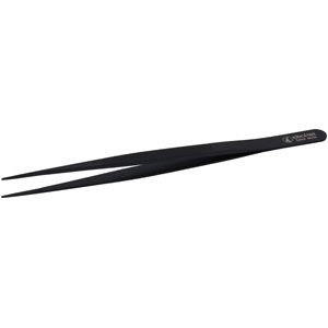 Ideal-Tek Medium tip Black/Stainless Steel Non Locking Tweezer with serrated tips and handles (Groove)