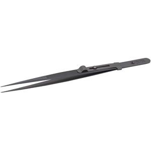 Ideal-Tek Fine tip Stainless Steel Locking Tweezer with serrated tips and handles