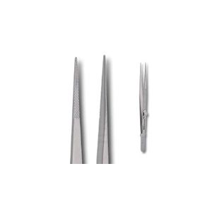 Ideal-Tek Fine tips/ Stainless Steel Locking Tweezer with serrated tips and handles (Groove)