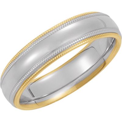 5.5mm Two-Tone Comfort-Fit Double Milgrain Band