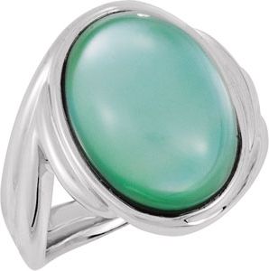 Genuine Dyed Mother of Pearl with White Quartz Top Ring