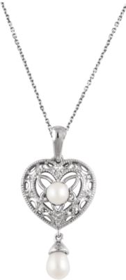 Freshwater Cultured Pearl & .02 ct tw Diamond 18