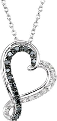1/5 ct tw Black & White Diamond Heart 18