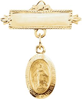 Miraculous Medal Baptismal Brooch