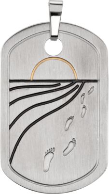 Joyas Alternativas&trade; Reversible Footprints Prayer Dog Tag Pendant or Necklace