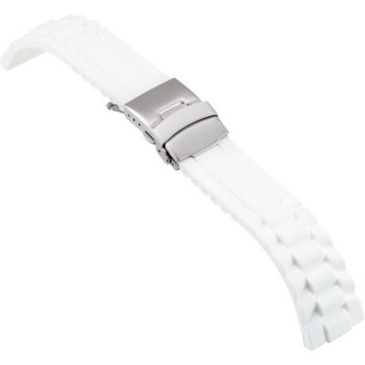 White Regular Genuine Silicone Rubber Watch Strap