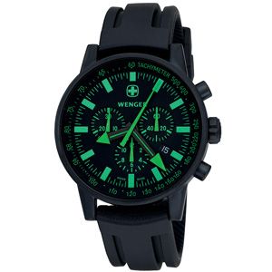 Wenger® Men's Swiss Raid Commando Chrono Black/Green Dial Black Strap