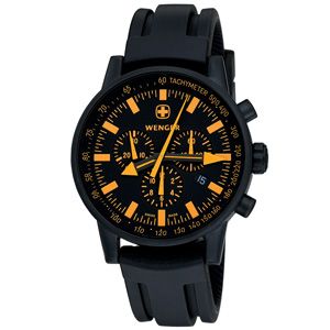Wenger® Men's Swiss Raid Commando Chrono Orange/Black Dial Black Strap