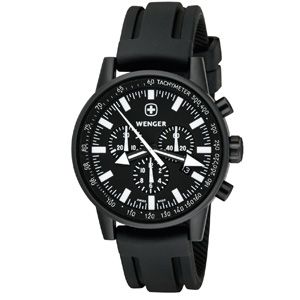 Wenger® Men's Commando Wper Chrono Black/White Dial Black Strap