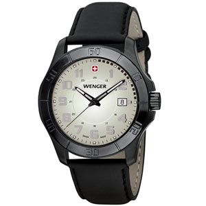 Wenger® Mens Alpine Moss Green Dial Black Rubber Strap Watch