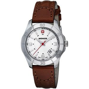 Wenger® Ladies Alpine White Dial Brown Leather Strap Watch