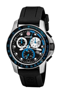 Wenger® Men's Battalion Field Chrono Black Dial / Black Silicone Strap