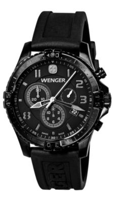 Wenger® Men's Squadron Chrono Black Dial / Black Silicone Strap