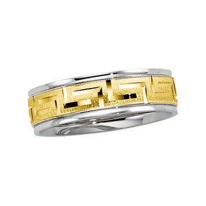 7mm Two-Tone Comfort-Fit Greek Key Design Band