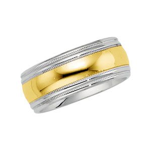 8mm Two-Tone Comfort-Fit Double Milgrain Band
