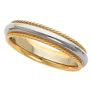 4 mm Two-Tone Comfort-Fit Band with Rope Edge
