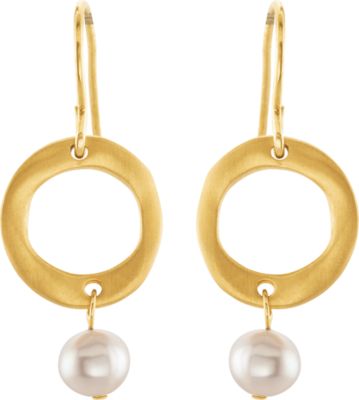 Freshwater Cultured Pearl & Fashion Circle Earrings