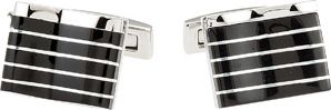 Stainless Steel & Black Enamel Cuff Links