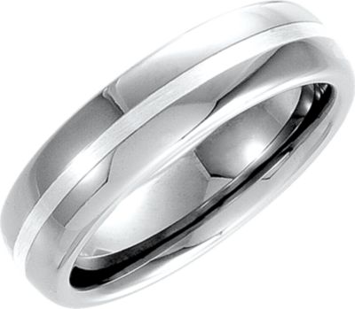6.3mm Dura Tungsten&reg; Domed Satin Band with Sterling Silver Inlay