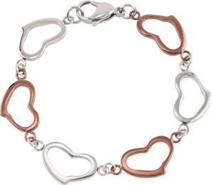Amalfi&trade; Stainless Steel Heart Link Bracelet