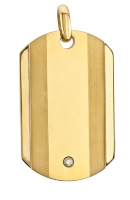 Stainless Steel Dog Tag Pendant with Gold Immerse Plating 
