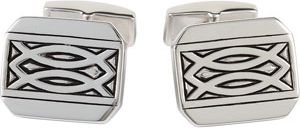 Sterling Silver & Black Enamel Cuff Links