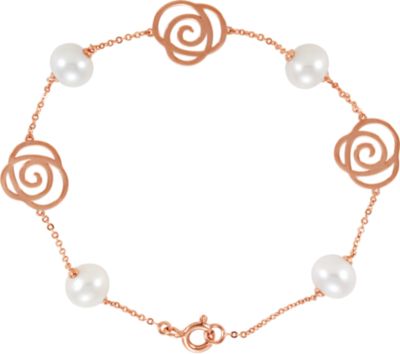 Freshwater Cultured Pearl Floral Design Bracelet
