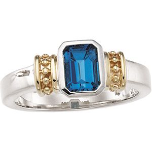 Genuine London Blue Topaz Ring