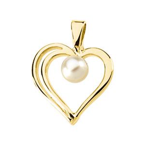 Akoya Cultured Pearl Heart Pendant