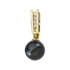 Black Cultured Pearl & Diamond Pendant