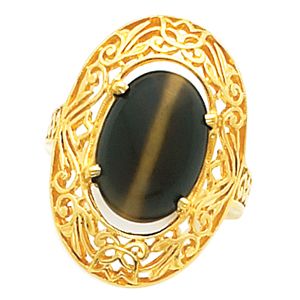 Ring Mounting for Oval Cabochon or Faceted Gemstone Solitaire