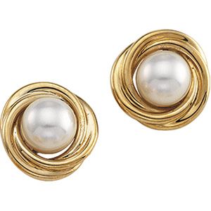 Knot Akoya Cultured Pearl Earrings