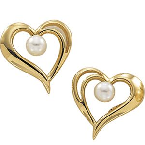 Akoya Cultured Pearl Heart Earrings