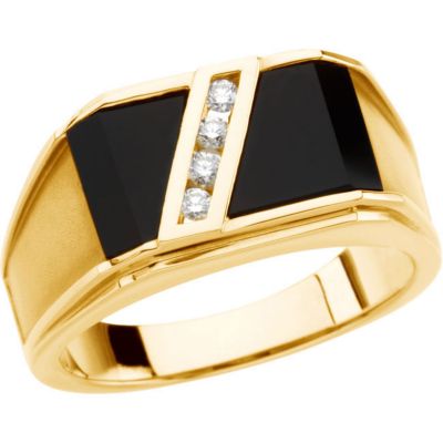 Genuine Onyx & Diamond Ring