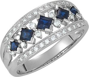 Genuine Sapphire & Diamond Anniversary Band