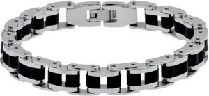 Stainless Steel & Black Rubber Bracelet