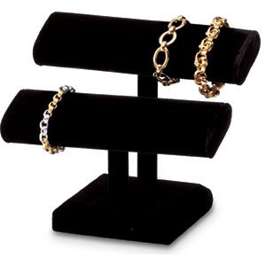 Black Velvet Oval Shaped Double Bracelet Bar