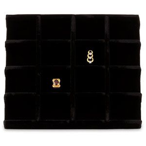 Black Velvet 16 Compartment Half Size Tray Insert