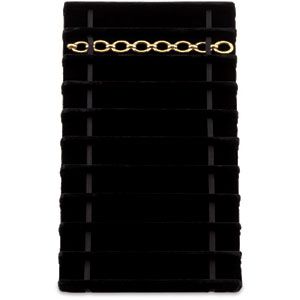 Black Velvet 10 Slot Bracelet / Watch Full Size Insert with Elastic Straps
