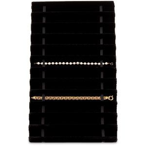 Black Velvet 12 Slot Bracelet / Watch Full Size Insert with Elastic Straps