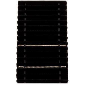 Black Velvet 15 Slot Bracelet / Watch Full Size Insert with Elastic Straps