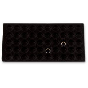 Black Flocked 50 Round Gem Compartment Full Size Tray Insert