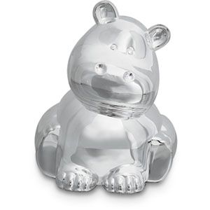 Silver-Plated Hippopotamus Money Bank